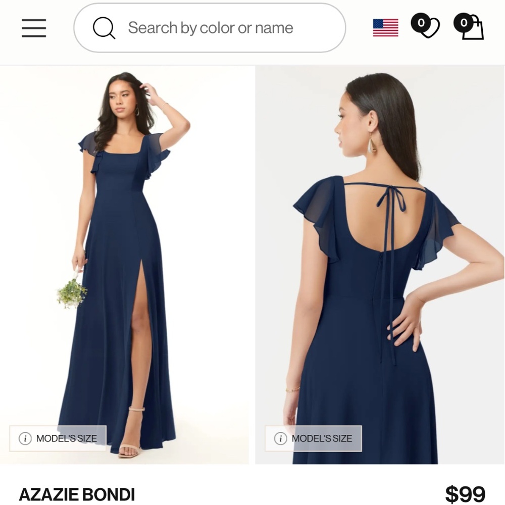 Azazie Bondie Navy A10 - Picture 2 of 2
